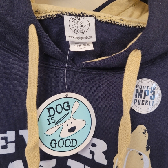 Dog Is Good Men's Graphic Hoodie Size XL Navy Blue "Never Walk Alone" NWT - Picture 5 of 9